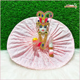 Cotton Plain Thread Work Baby Pink Laddu Gopal Poshak